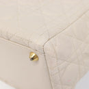 Christian Dior Canage Hand Bag Leather White Gold Auth bs37499-16