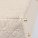 Christian Dior Canage Hand Bag Leather White Gold Auth bs37499-17