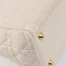 Christian Dior Canage Hand Bag Leather White Gold Auth bs37499-19