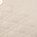 Christian Dior Canage Hand Bag Leather White Gold Auth bs37499-10