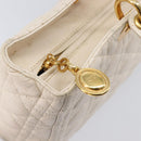Christian Dior Canage Hand Bag Leather White Gold Auth bs37499-21