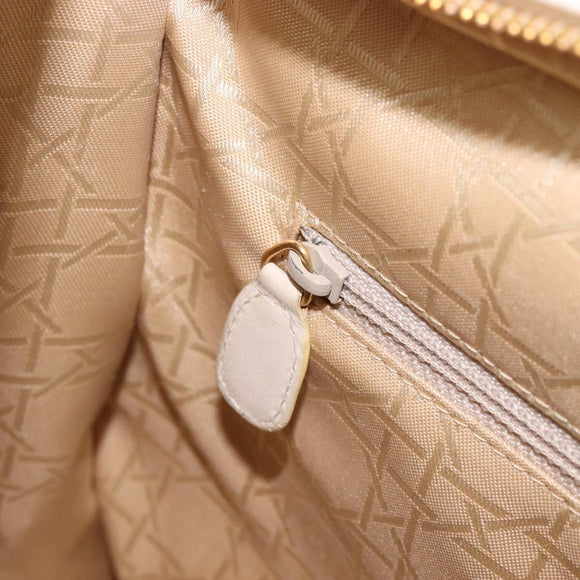 Christian Dior Canage Hand Bag Leather White Gold Auth bs37499
