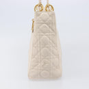 Christian Dior Canage Hand Bag Leather White Gold Auth bs37499-3