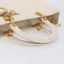 Christian Dior Canage Hand Bag Leather White Gold Auth bs37499-7