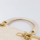 Christian Dior Canage Hand Bag Leather White Gold Auth bs37499-8