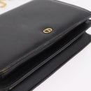 Christian Dior Chain Shoulder Bag Leather Black Gold Auth bs37500-10