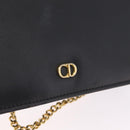 Christian Dior Chain Shoulder Bag Leather Black Gold Auth bs37500-18