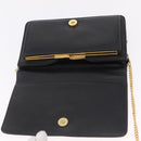 Christian Dior Chain Shoulder Bag Leather Black Gold Auth bs37500-11