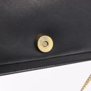Christian Dior Chain Shoulder Bag Leather Black Gold Auth bs37500-20