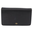 Christian Dior Chain Shoulder Bag Leather Black Gold Auth bs37500-13