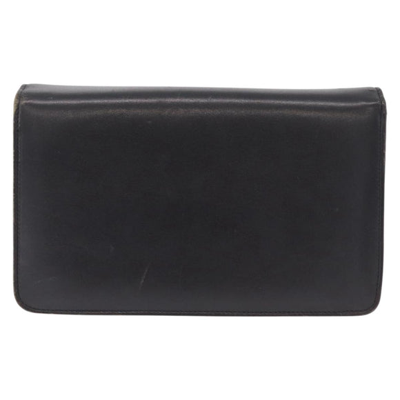 Christian Dior Chain Shoulder Bag Leather Black Gold Auth bs37500