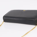 Christian Dior Chain Shoulder Bag Leather Black Gold Auth bs37500-7