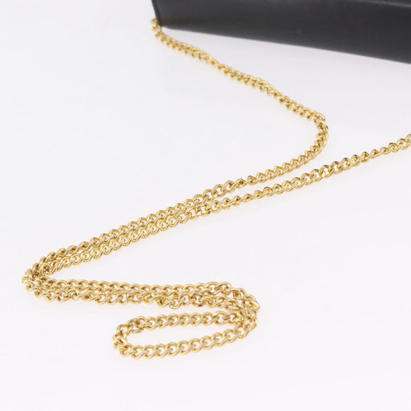 Christian Dior Chain Shoulder Bag Leather Black Gold Auth bs37500