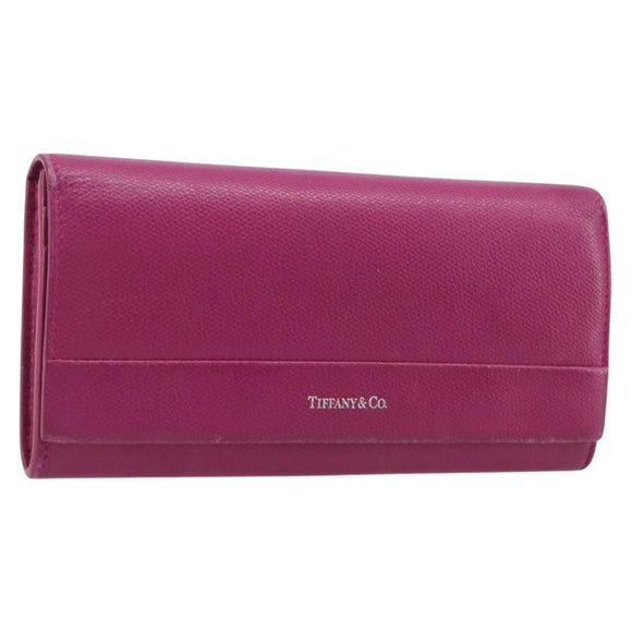 Tiffany & Co. Long Wallet Leather Purple Silver Auth bs37503