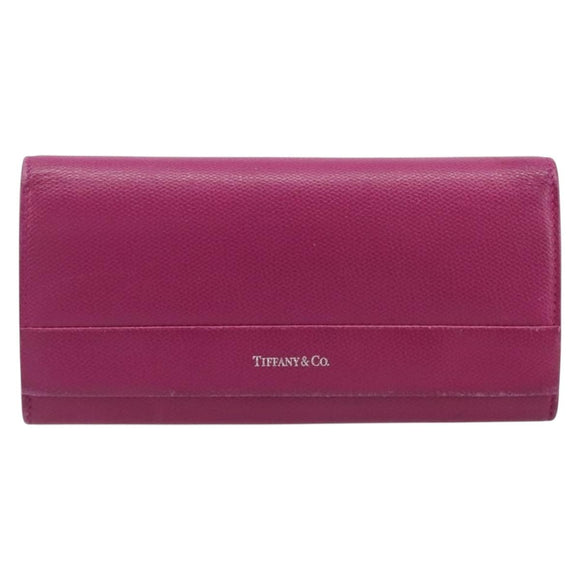 Tiffany & Co. Long Wallet Leather Purple Silver Auth bs37503