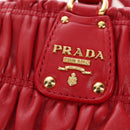 PRADA Hand Bag Leather 2way Red Gold Auth bs37504V-21