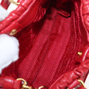 PRADA Hand Bag Leather 2way Red Gold Auth bs37504V-9