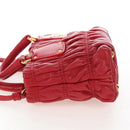 PRADA Hand Bag Leather 2way Red Gold Auth bs37504V-3