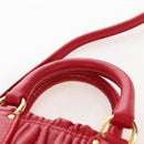 PRADA Hand Bag Leather 2way Red Gold Auth bs37504V-14