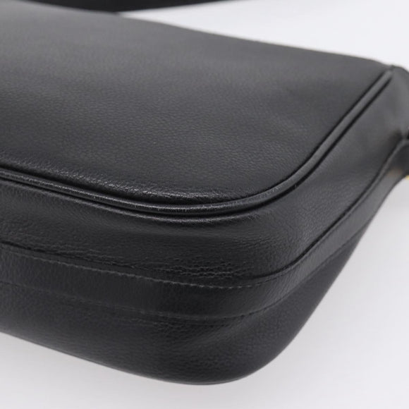 Saint Laurent Shoulder Bag Leather Black Gold Auth bs37510A