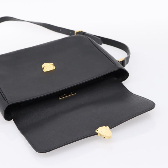 Saint Laurent Shoulder Bag Leather Black Gold Auth bs37510A