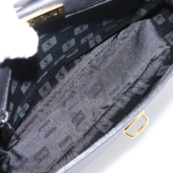 Saint Laurent Shoulder Bag Leather Black Gold Auth bs37510A