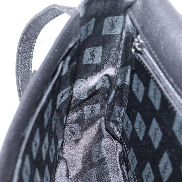 Saint Laurent Shoulder Bag Leather Black Gold Auth bs37510A