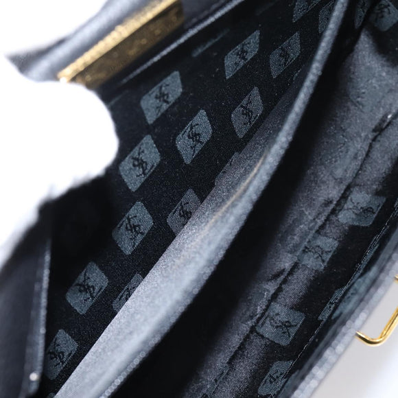Saint Laurent Shoulder Bag Leather Black Gold Auth bs37510A