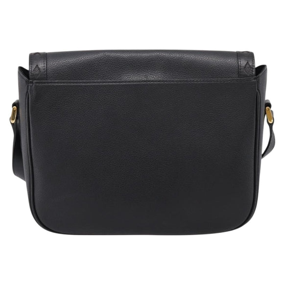 Saint Laurent Shoulder Bag Leather Black Gold Auth bs37510A
