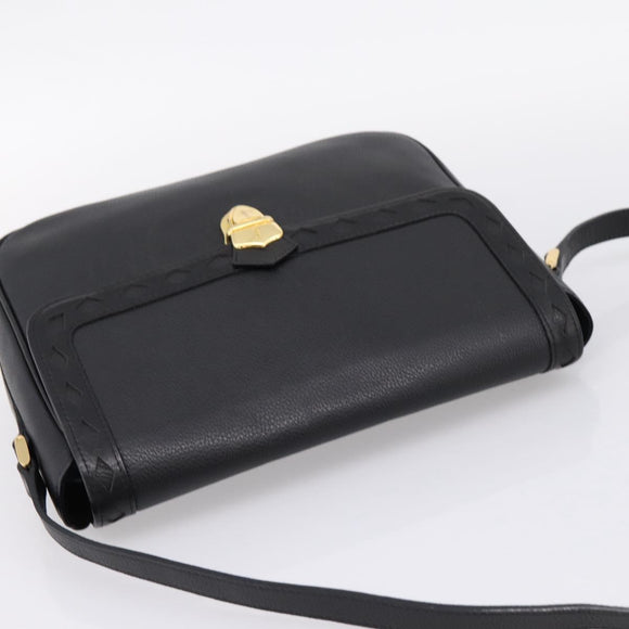 Saint Laurent Shoulder Bag Leather Black Gold Auth bs37510A