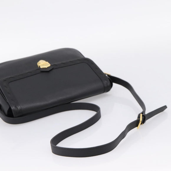 Saint Laurent Shoulder Bag Leather Black Gold Auth bs37510A