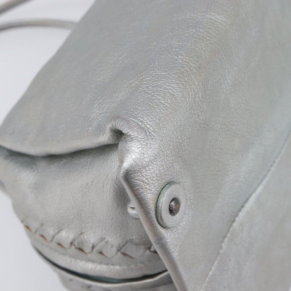 Bottega Veneta INTRECCIATO Hand Bag Leather Silver 124869 Auth bs37511