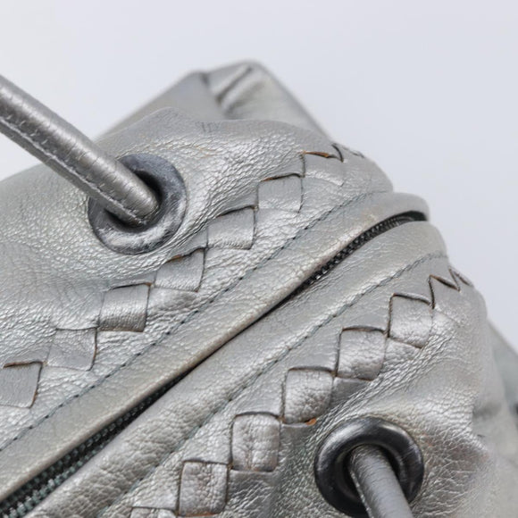 Bottega Veneta INTRECCIATO Hand Bag Leather Silver 124869 Auth bs37511