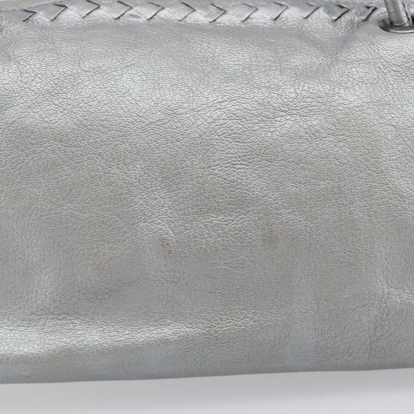 Bottega Veneta INTRECCIATO Hand Bag Leather Silver 124869 Auth bs37511