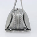 Bottega Veneta INTRECCIATO Hand Bag Leather Silver 124869 Auth bs37511-4