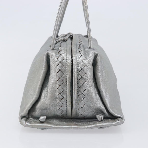 Bottega Veneta INTRECCIATO Hand Bag Leather Silver 124869 Auth bs37511