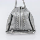 Bottega Veneta INTRECCIATO Hand Bag Leather Silver 124869 Auth bs37511-5