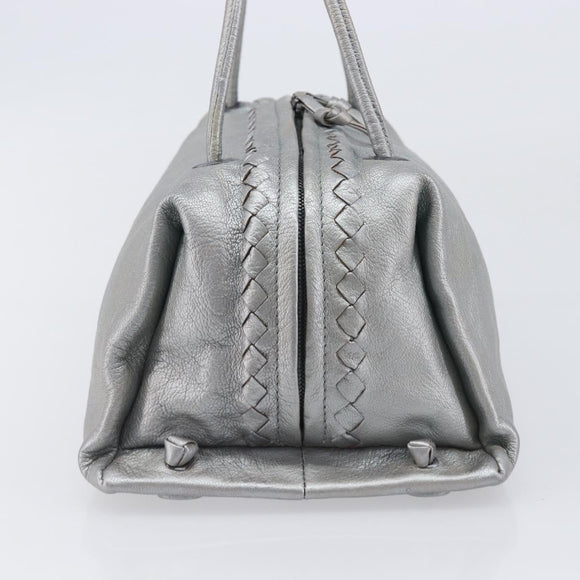 Bottega Veneta INTRECCIATO Hand Bag Leather Silver 124869 Auth bs37511