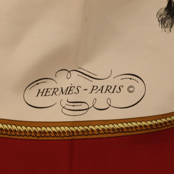 HERMES Carre 90 Scarf ”REPRISE” Silk Red Auth bs37518