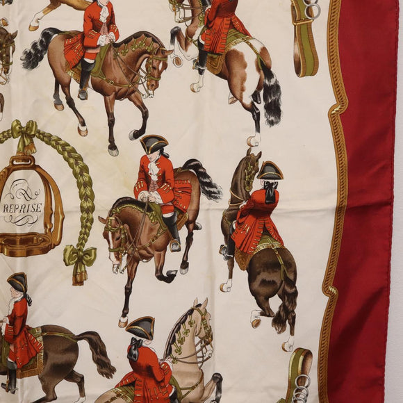 HERMES Carre 90 Scarf ”REPRISE” Silk Red Auth bs37518