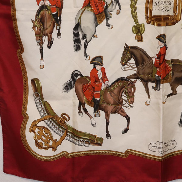 HERMES Carre 90 Scarf ”REPRISE” Silk Red Auth bs37518