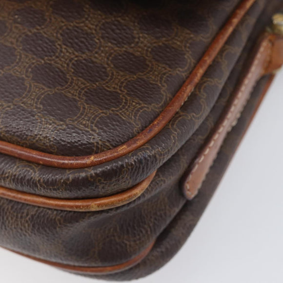 CELINE Macadam Canvas Shoulder Bag PVC Leather 2 Set Brown Auth bs37523