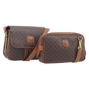 CELINE Macadam Canvas Shoulder Bag PVC Leather 2 Set Brown Auth bs37523-1