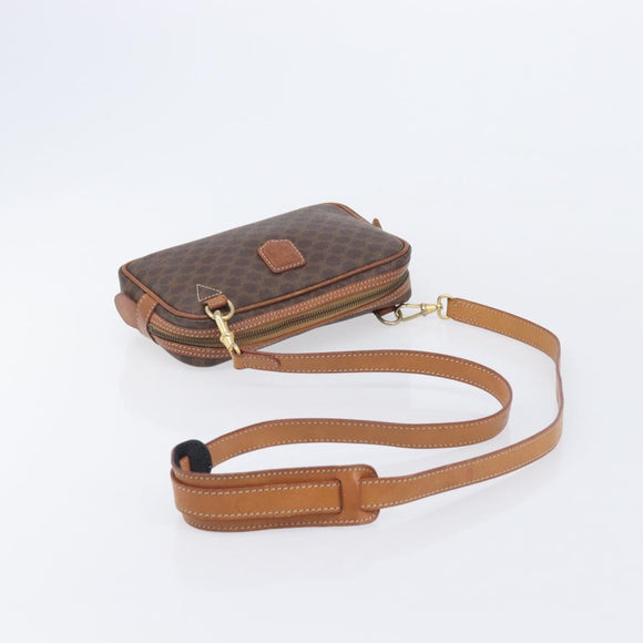 CELINE Macadam Canvas Shoulder Bag PVC Leather 2 Set Brown Auth bs37523