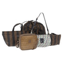 FENDI Zucchino Canvas Zucca Canvas Pecan Canvas Bag 4 Set Auth bs37525-1