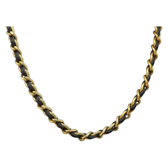 CHANEL Necklace Metal Gold Tone CC Auth bs37528