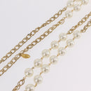 CHANEL Pearl Necklace Metal Gold Tone White CC Auth bs37529V-10