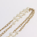CHANEL Pearl Necklace Metal Gold Tone White CC Auth bs37529V-11
