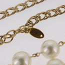 CHANEL Pearl Necklace Metal Gold Tone White CC Auth bs37529V-14