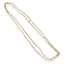 CHANEL Pearl Necklace Metal Gold Tone White CC Auth bs37529V-2